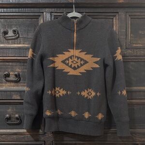 Cinch Black and Brown Zip Up Sweater